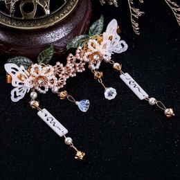 Hair Clips & Barrettes Handmade Butterfly On Clip Hanfu Ancient Style Accessories Children Perform Tassel Headwear Edge HELH889