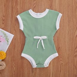 Rompers 2021 Baby Girls Boys Knitted Summer Jumpsuit Fashion Casual Colour Matching Short Sleeve Romper