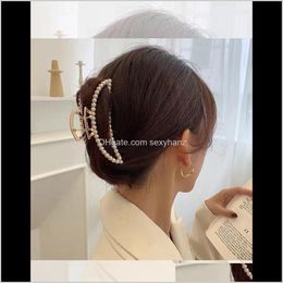 Clamps Hair Jewelry Drop Delivery Pearl Hairpin Back Of The Grab Korean Net Red 2021 Elegant Shark Temperament Clip Head Pyuxv