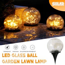 Lawn Lamps Courtyard Outdoor Solar LED Glass Ball Garden Lamp Crackle Light Waterproof Decor Approx. 5.9x9.05in
