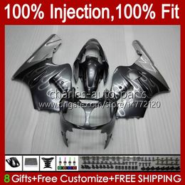 Injection Mould Fairings For KAWASAKI NINJA ZX1200 C ZX 1200 12R 1200CC ZX 12 R 1200 CC 00-01 Bodywork 2No.32 ZX1200C ZX12R 00 01 ZX-12R 2000 2001 OEM Body Kit silvery flames