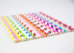 Garden Home Colourful Drinking Paper Straws Biodegradable Baby Shower Boy Decoration For Candy Bar Birthday Party Christmas Decorations Kids Adult Decora