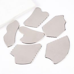 Gua Sha Facial Stainless Steel Massage Tool for Face Lifing Neck SPA Acupuncture Scraping Health Care Skin Tightening Cooling Metal Contour Reduce Puffiness
