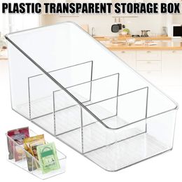 Clear Plastic Food Packet Organizer Caddy Storage Station for Kitchen Pantry Cabinet Countertop Holds Spice Pouches 211112