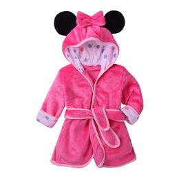 Cartoon Bathrobe For Children Flannel Long Sleeve Hooded Kids Clothes Boys Robe Spring Autumn Baby Bathrobe 1-6 Years 211028