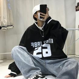 Men's Hoodies & Sweatshirts Sweater Spring And Autumn Loose V-neck Ins Trend All-match Pullover Jacket Male 2021 Letter Printing Couple