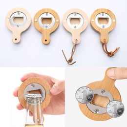 Wooden Bottle Opener Magnet Creative Refrigerator Pasted Wood Unique Gift Can Opener Kitchen Tool Decoration