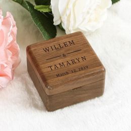 wood engagement ring box Canada - Gift Wrap Customized Wood Engagement Ring Bearer Box Rustic Mr And Mrs Pillow Personalized Wedding Jewelry Wooden Holder Boxes