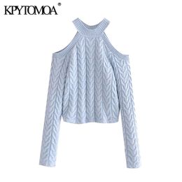 Women Fashion Hollow Out Soft Touch Cropped Cable-knit Sweater Long Sleeve Female Pullovers Chic Tops 210420