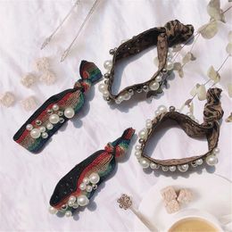 Korean Personality Beautiful Rainbow Pearl Leopard Rubber Band Hair Rope Fashion Sweet Girl Women's Ponytail Hair Accessories