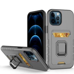 Hybrid Armor Kickstand Back Cover 2 in 1 Shockproof Phone cases Card TPU PC For Samaung Galaxy A12 A32 A72 A52 A02S S21 FE With Stand Ring Case