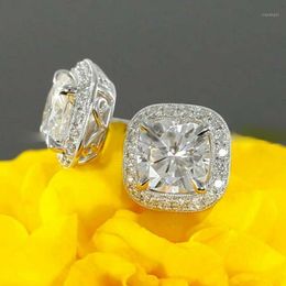 Stud Luxury Female 925 Sterling Silver Earrings White Trendy Wedding For Women Crystal Zircon Stone