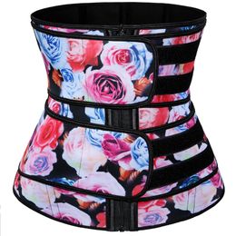 Premium Rose Printing Waist Trainer Girdle Neoprene Fabric Belly Abdomen Slimming Belts Fitness Sauna Sweat Band Body Shapers DHL
