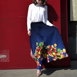 Spring-Summer Elastic Trendy All-amtch Skirt For Women Printed Pleated Bottom Garment QV08117 3 Colour 210510