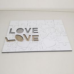 Party Gift MDF Sublimation Puzzle LOVE Irregular Jigsaw 9.84*7.08inch Thermasl Transfer Blank Puzzles Customised Creative Kids Toys A02