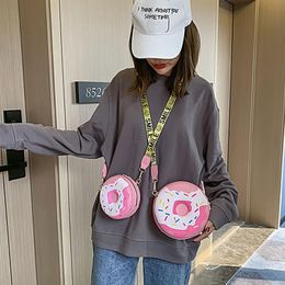 Evening Bags 2021 Funny Fashion Three-dimensional Donuts Style Messenger Bag For Girls Chain Soft Small Harajuku Handbag Cute Cartoon