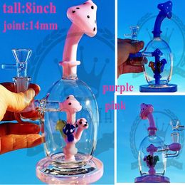 8inches thick hookah Beaker Bong Water Pipe Glass Dab Rig recycler 14mm glass bowl banger