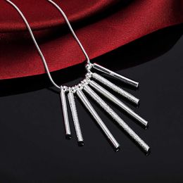 925 Sterling Silver 18 Inch Snake Chain Seven Pillars Pendant Necklace for Women Fashion Wedding Party Charm Jewellery