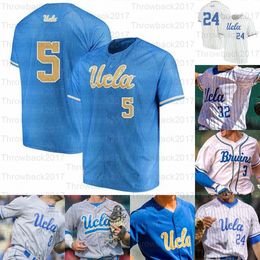 New NEW Wears 2021 NCAA UCLA College Baseball jerseys Brandon Crawford 7 Chase Utley 12 Gerrit Cole 42 Robinson White Gray Light