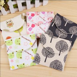 Sanitary napkin Storage Bags package Cute cartoon cotton pads fresh small coin bags cosmetic bag