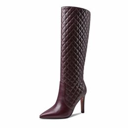 Size 34-43 High Heel Boots Women Thin Heel Women Knee High Boots Fashion Sexy Winter Shoes Party Ladies Footwear