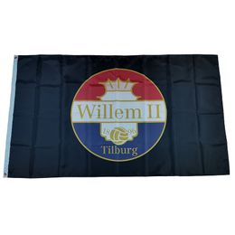 Flag of Netherlands Football Club Willem II Tilburg Black 3*5ft (90cm*150cm) Polyester flags Banner decoration flying home & garden Festive gifts