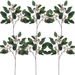 6 Pcs Faux Seeded Eucalyptus Spray Greenery Artificial Leaf Green Spring Stems for Floral Arrangements
