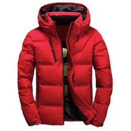 2021 Quality Brand Men Down Jacket Slim Thick Warm Solid Colour Hooded Coats Fashion Casual Down Jackets Male G1115