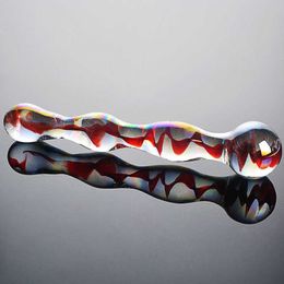 Colourful Crystal Pyrex Glass Dildo Anal Beads Ball Butt Plug Masturbation Artificial Penis Dildo Adult Sex Toys for Women Gay X0503