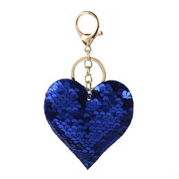 Key-chain Party Favour reflective shiny peach heart Jewellery with Colourful sequins love bag car pendant