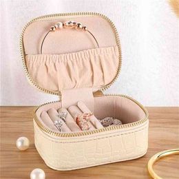 Portable Travel Jewellery Storage Bag PU Leather Multifunctional Box Earring Ring Necklace Ladies Cosmetics Bo 210423