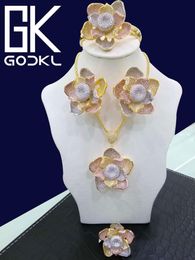 Earrings & Necklace GODKI Luxury Nigerian Jewellery Sets For Women Wedding Cubic Zirconia Flower African Beads Bridal