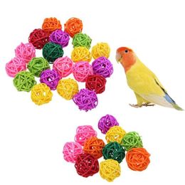 Other Bird Supplies PipiFren 10/20pcs Rattan Parrot Balls Toys Wool Ball Pet Cat Resistant Interactive Bite Chew For Budgie Cage Playing