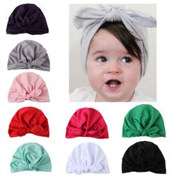 19.5*17.5 CM Comfortable Soft Baby Girls Hats Solid Colour Handmade Bunny Ears Children Caps Infant Headwear Photography Props