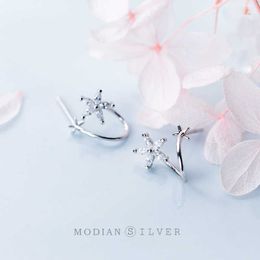 925 Sterling Silver Clear CZ Flower Stud Earrings for Women Wedding Engagement Jewellery Bijoux 210707