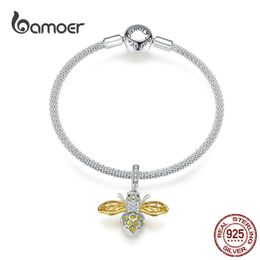 Original Design Queen Bee Pendant Charm Bracelet Sterling Silver 925 DIY Jewelry Bracelets for Women Luxury Brand SCB830 210512