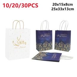 Gift Wrap 10/20/30Pcs Disposable Bag Eid Mubarak Happy Ramadan Party Supplies Celebration Decoration Eco-Friendly Kraft Paper