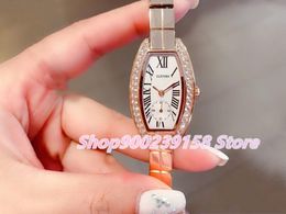 Fashion stainless steel wine Barrel watches Exquisite Rhinestone Quartz WristWatch Rome Number clock Senior crystal bracelet