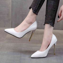 Dress Shoes Plus Size 35-44 Women Pumps White Wedding Bridal Super High Heels Gold Heeled Pointed Toe Ladies 8290N 220309