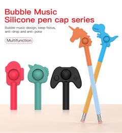 Fidget Toys Simple Dimple Anti-Pressure Decompression Push Bubbles Children Squeeze Keychain Pen Cap Case Extension