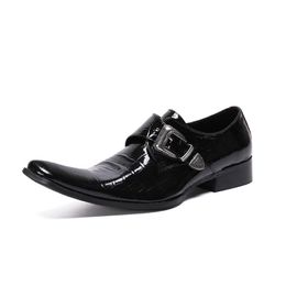 Patent Leather Mens Loafers Wedding Party Dress Shoes Black Monk Strap Casual Fashion Men Slip On Plus Size 38-46