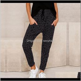 Capris Womens Clothing Apparel Drop Delivery 2021 Harajuku Joggers Leopard Print Casual Wide Leg Sweatpants Women Trousers Plus Size High Wai