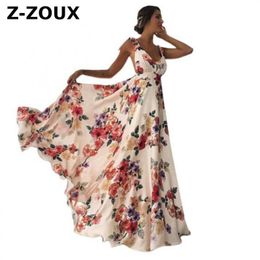 Women Dress Sexy Bohemia Print es Deep V Neck Backless Slip High Waist Floral Plus Size Summer Maxi 210513