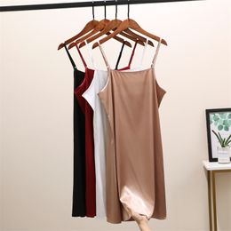 Silk Dress Fashion High Quality Women's Summer Spaghetti Satin Long Woman Very Soft Smooth party Plus Size 210507