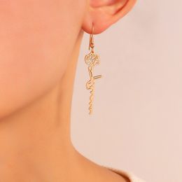 Dangle & Chandelier Lovely Rose Flowers Drop Earrings for Women Romantic Gold Alloy Metal Dangle Earrings Wedding Jewelry