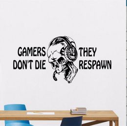 Wall Stickers Gamers Dont't Die They Respawn Decal Video Game Gifts Kids PS4 Xbox Gaming Quote Poster Boys Room Playroom