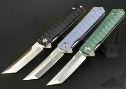 Promotion Flipper Folding Knife 8Cr14Mov Satin Tanto Point Blade G10 + Stainless Steel Sheet Handle Ball Bearing Fast Open EDC Pocket Knives
