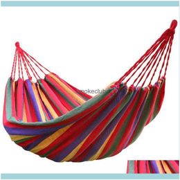 And Cam Hiking Sports & Outdoors Camp Furniture 90*00Mm 2 Persons Striped Hammock Outdoor Leisure Bed Thickened Canvas Hanging Slee Swing Co