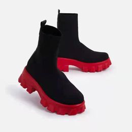 Boots Big Size Shoes Woman Med Heel Boots-Women Luxury Designer Large 2021 Rubber Sports Fashion Lolita Elegant