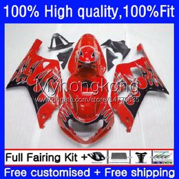 Injection Mould For SUZUKI GSX-R750 GSXR 600CC 750 600 CC K1 01-03 Body 19No.125 GSXR-750 600CC Red flames GSXR600 2001 2002 2003 GSXR-600 GSXR750 01 02 03 OEM Fairings